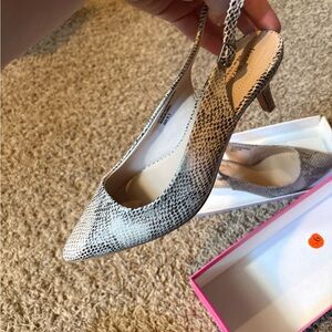 Snakeskin Slingback Kitten Heels